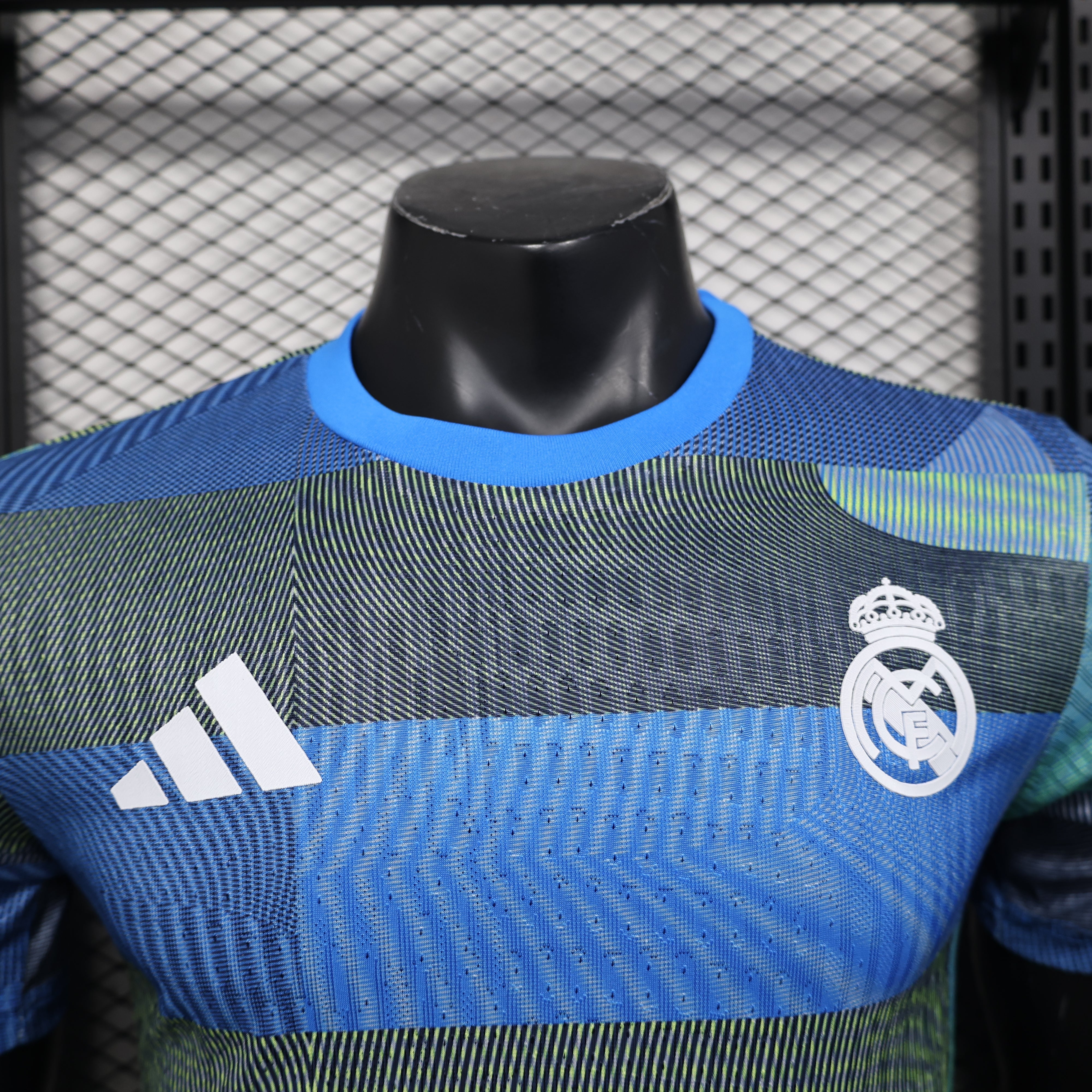 Blue green patterned Adidas Real Madrid 25/26 training jersey