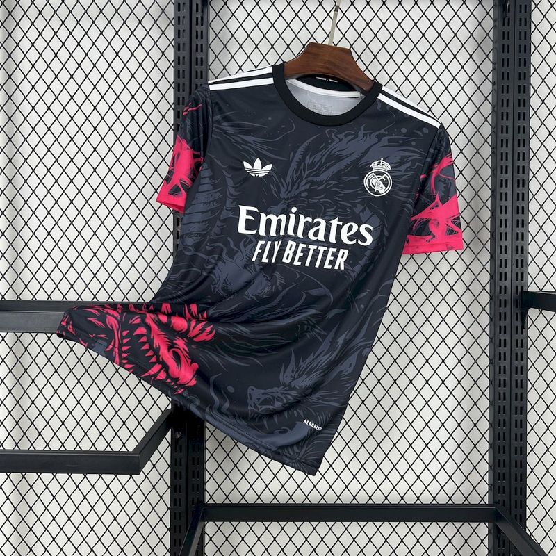 Real Madrid 2024/25 Schwarzes und rotes Drachen-Trikot S-XXL (2745)