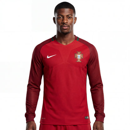 Jersey Portugal Retro 2016 Langarm Rot 