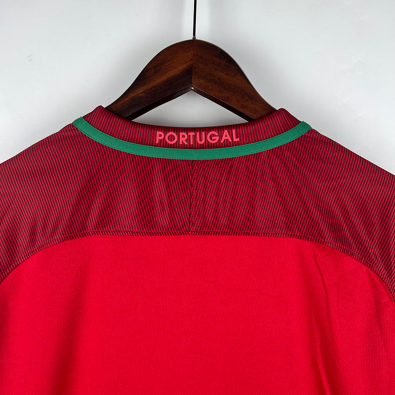 Jersey Portugal Retro 2016 Langarm Rot 