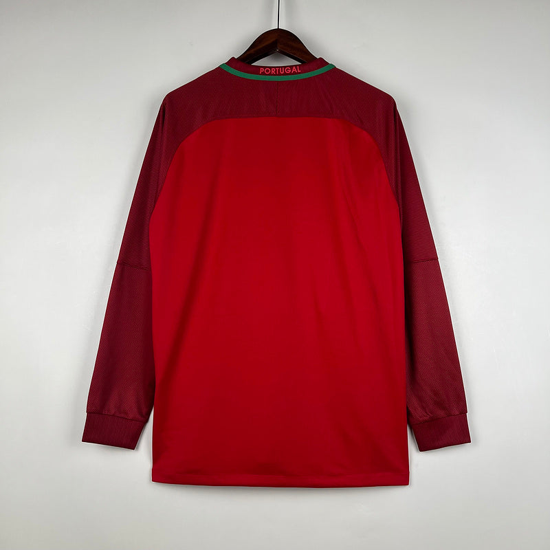Jersey Portugal Retro 2016 Langarm Rot 