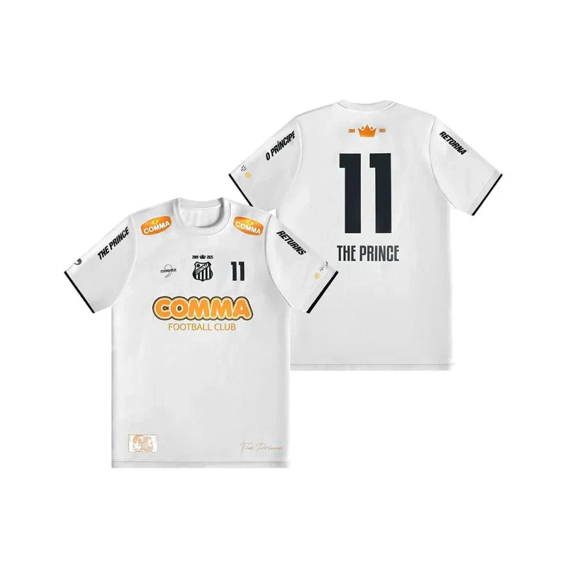 PRÉ-VENDA-Trikot The Prince Santos 24/25 Branca – Comma Masculino Torcedor 